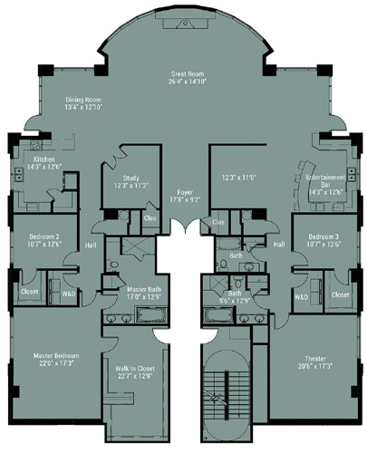 Double-unit penthouse