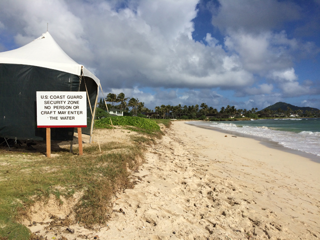 The Secret Service tent on Kailua beach when Obama is in town