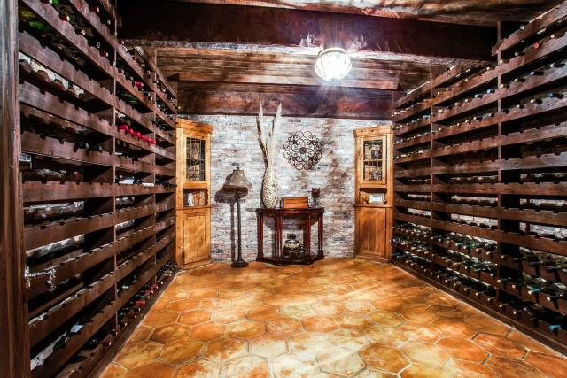 Spiral staircase to 1500 bottle wine cellar
