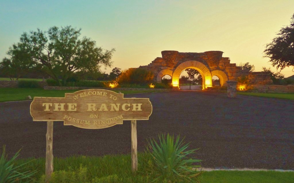 The Ranch stone gated entry.